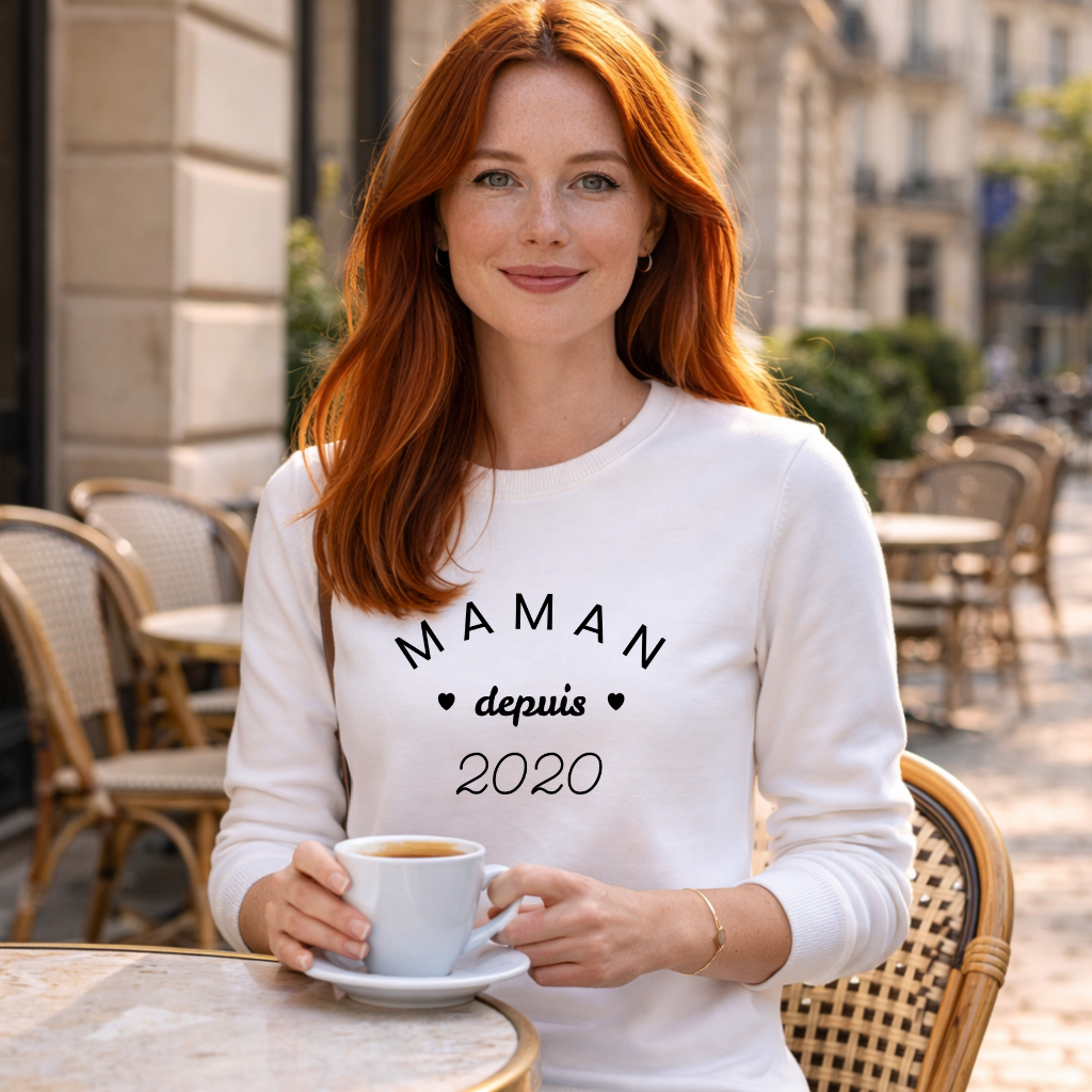 Sweatshirt femme personnalisable "maman depuis ..."