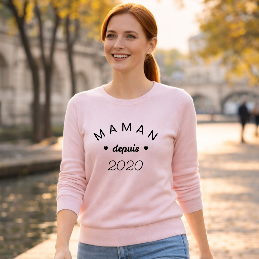 Sweatshirt femme personnalisable "maman depuis ..."