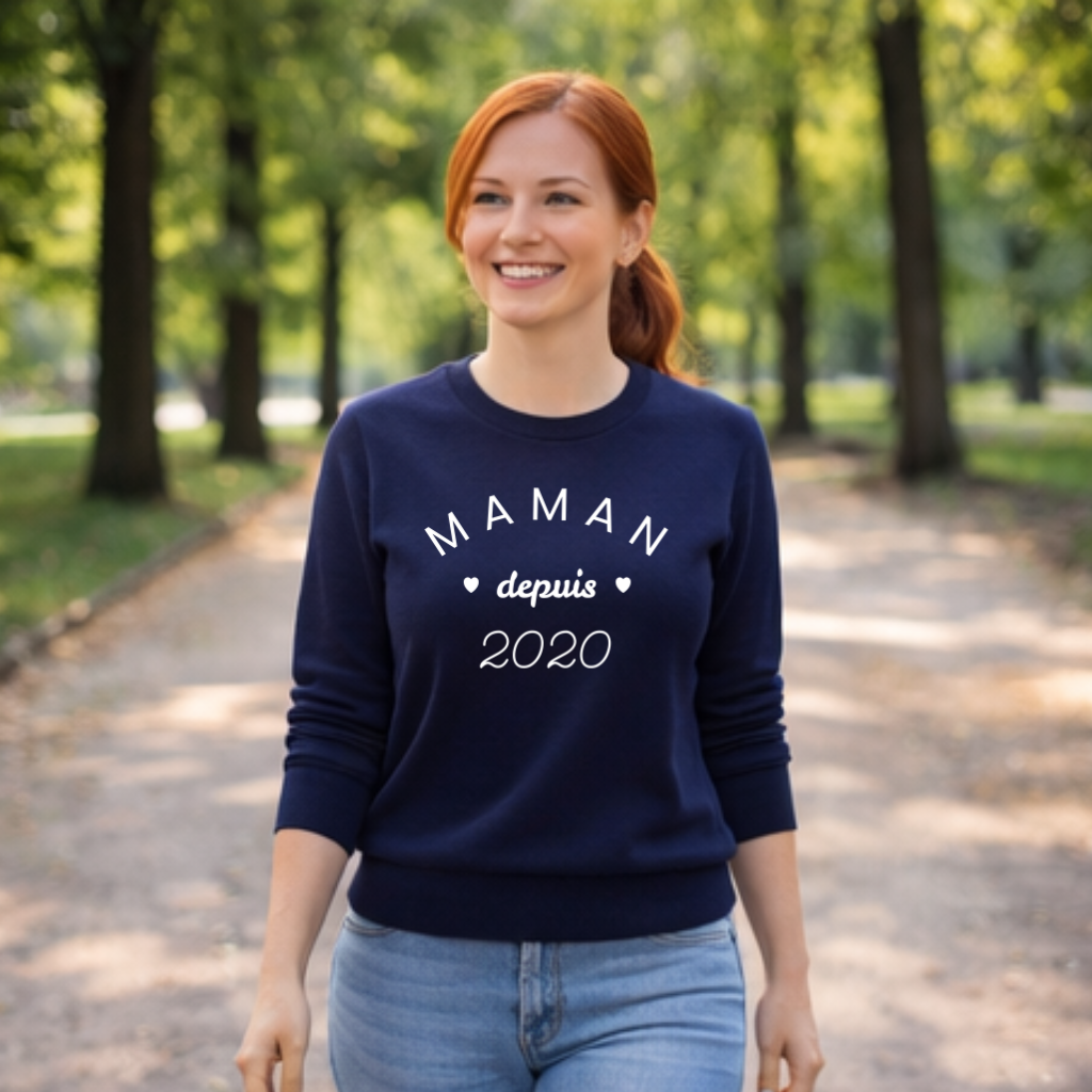 Sweatshirt femme personnalisable "maman depuis ..."