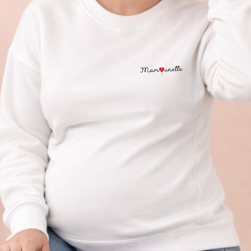 Pull grossesse brodé "Mamounette"
