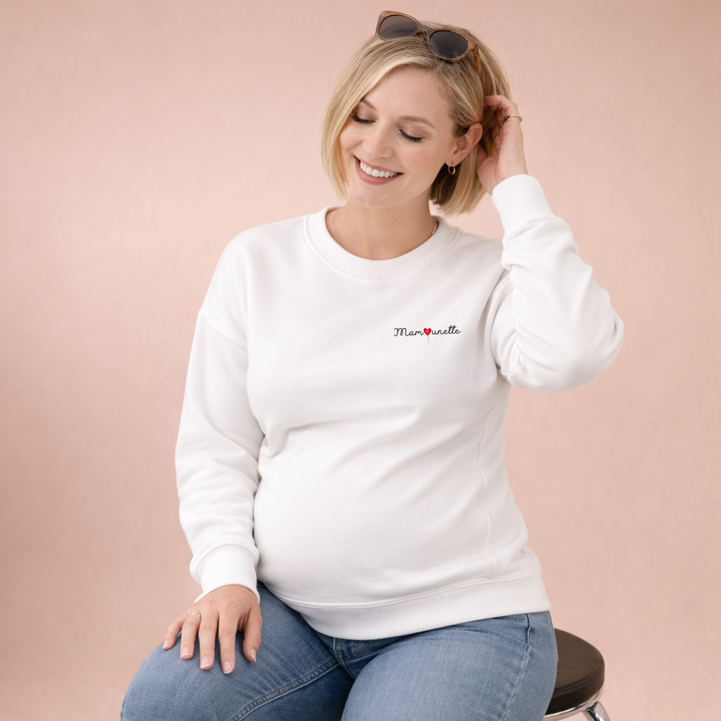 Pull grossesse brodé "Mamounette"