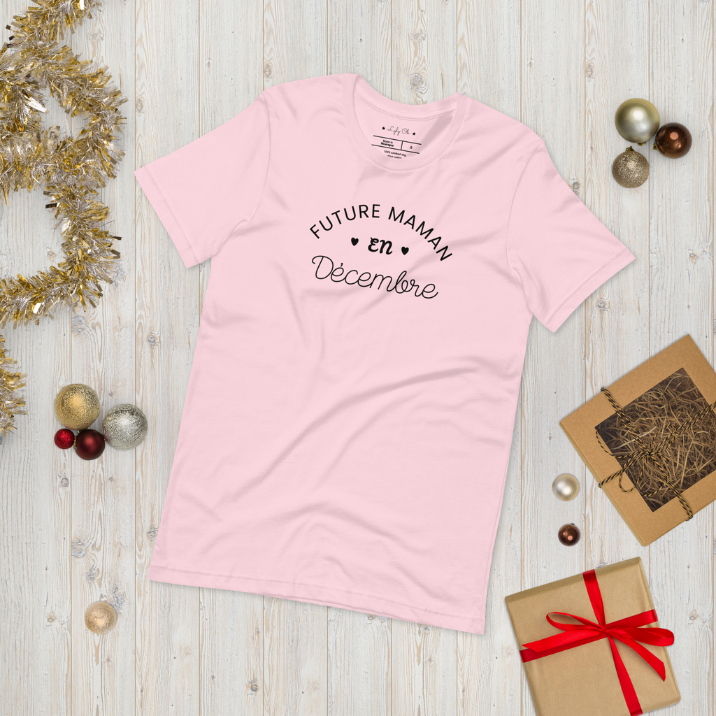 T shirt grossesse "Future maman en DECEMBRE" - version blanc ou rose
