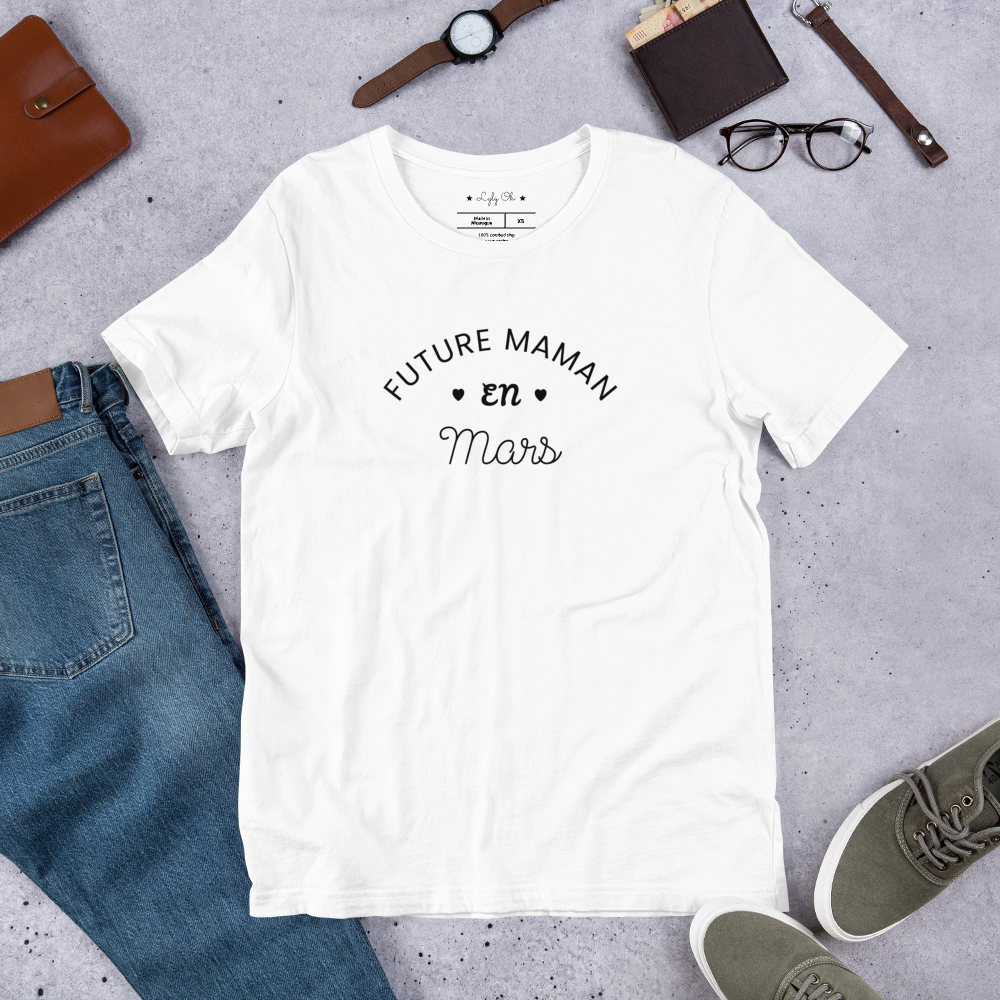 T shirt grossesse "Future maman en MARS" - version blanc ou rose